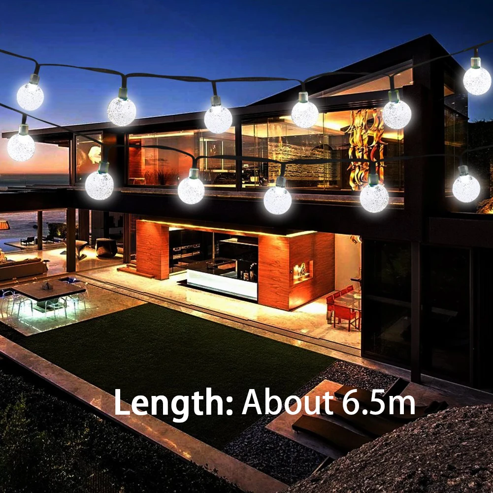 

30 LED Bulb Solar Powered Home Decoration Crystal Ball Waterproof Light String for Garden Festival Party #5