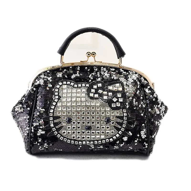 

Diamond Women's Leather Handbags hello kitty Women Messenger Bags Female rivet Clutch Crossbody Shoulder Bag Tote bolsos mujer