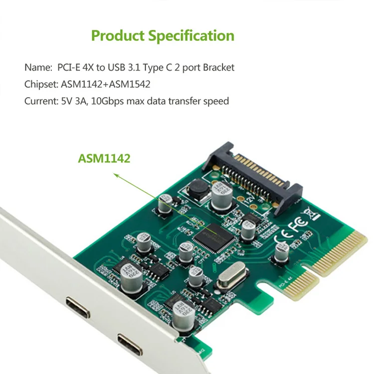 Maikou 2 puertos USB 3,1 tipo C PCI Express controlador añadir en el soporte de tarjeta pci-e 4x a USB-C adaptador super velocidad de 10 Gbps Maikou 2 puertos USB 3,1 tipo C PCI Express controlador añadir en el soporte de tarjeta pci-e 4x a USB-C adaptador super velocidad de 10 Gbps