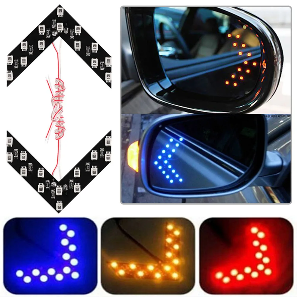 1 Pair 14 SMD 1210 LED Car Rearview Mirror Turn Signal Light Arrow