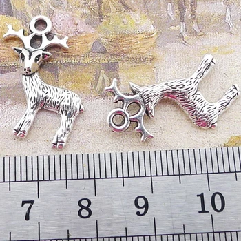 

50pcs/lot Alloy Antique Silver Deer Pendent Charms, Handcraft Finding Accessory DIY Necklace/Bracelet Keychain, 16*24mm