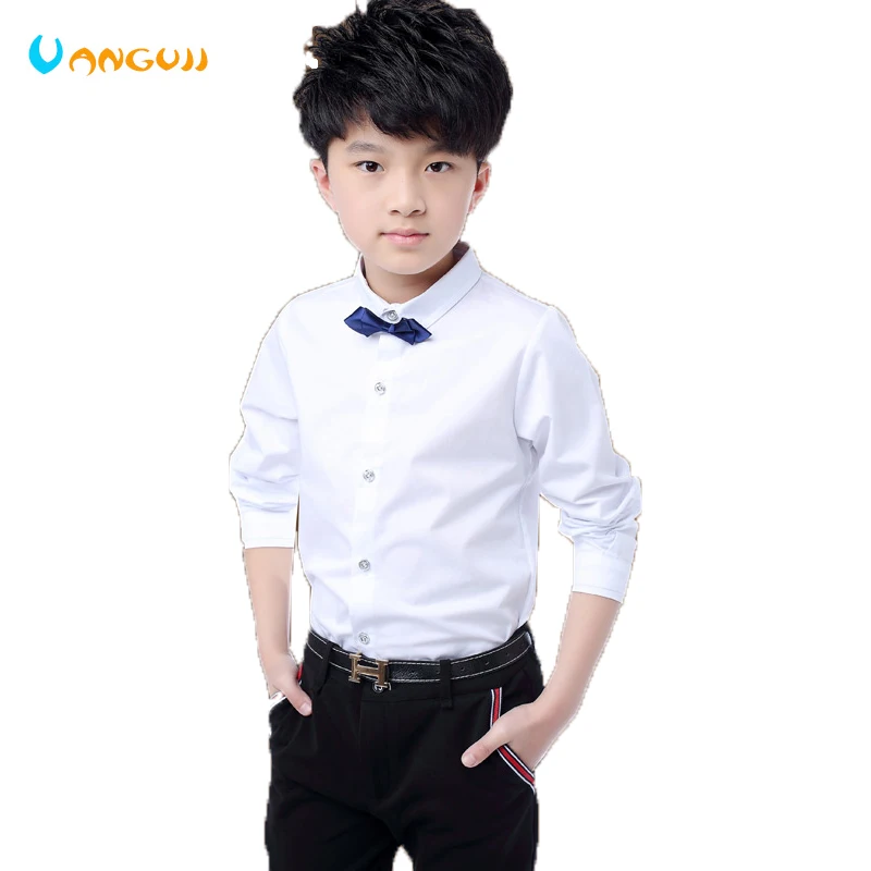 

boys shirts hot sale boys white shirt 5-13 years old Dress shirt school uniform Randomly presented tie cotton Spring autumn