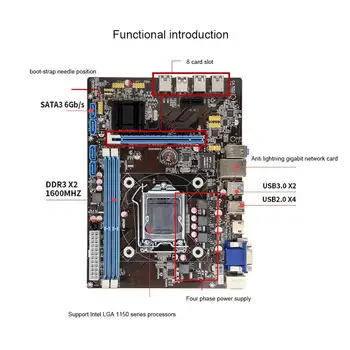 

New B85 BTC+ETH Mining Bitcoin 8 PCI-E USB3.0 directly Slots Mainboard for Intel DOM668