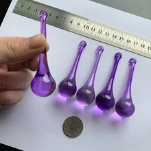 5 sztuk 80mm fioletowe szkło kropla wody wisiorki do żyrandola kryształowa opaska do zasłon części sopel kryształowy żyrandol Suncatcher DIY