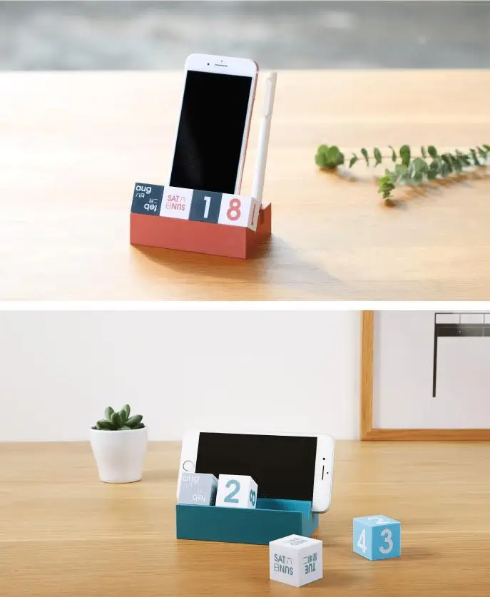 Coloffice японский креативный случайный комбинированный ящик вечный календарь Многофункциональный держатель для ручек для мобильного телефона Настольный календарь