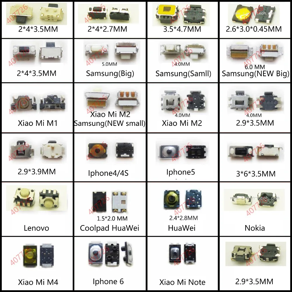 Vente (48 PCS 120 PCS 24 modèles) Poussoir Tactile Bouton Micro interrupteur d origine téléphone bouton interrupteur ordinateur portable TV tablet PC clé bouton commutateurs