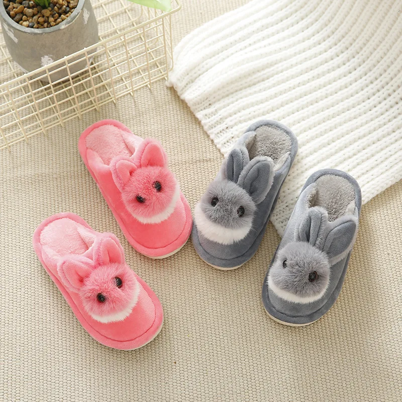 

kids home shoes slippers girls cartoon rabbit indoor slippers children cotton slippers winter/auutmn baby warm shoes cute velvet