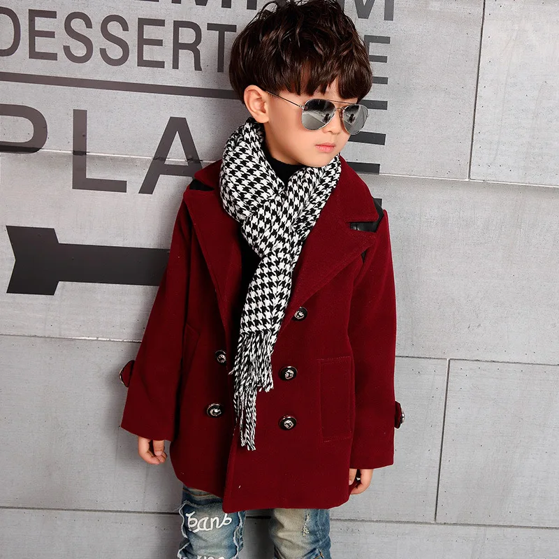  spring/autumn baby boy's jacket coat outerwear wool and blend coat boy's trench children autumn clothing 4-10 year 16854