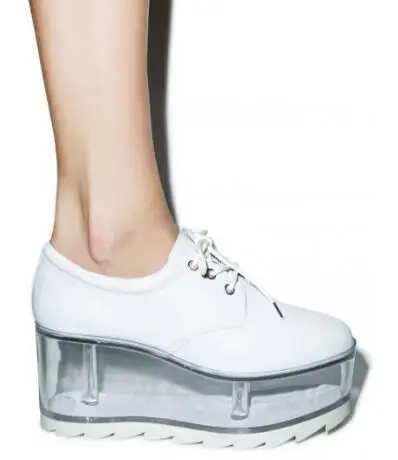 

Transparent Bottom Personality Lace-up Platform Shoes Women Ladies Shoes High Platform Thick Bottom Women Casual shoes