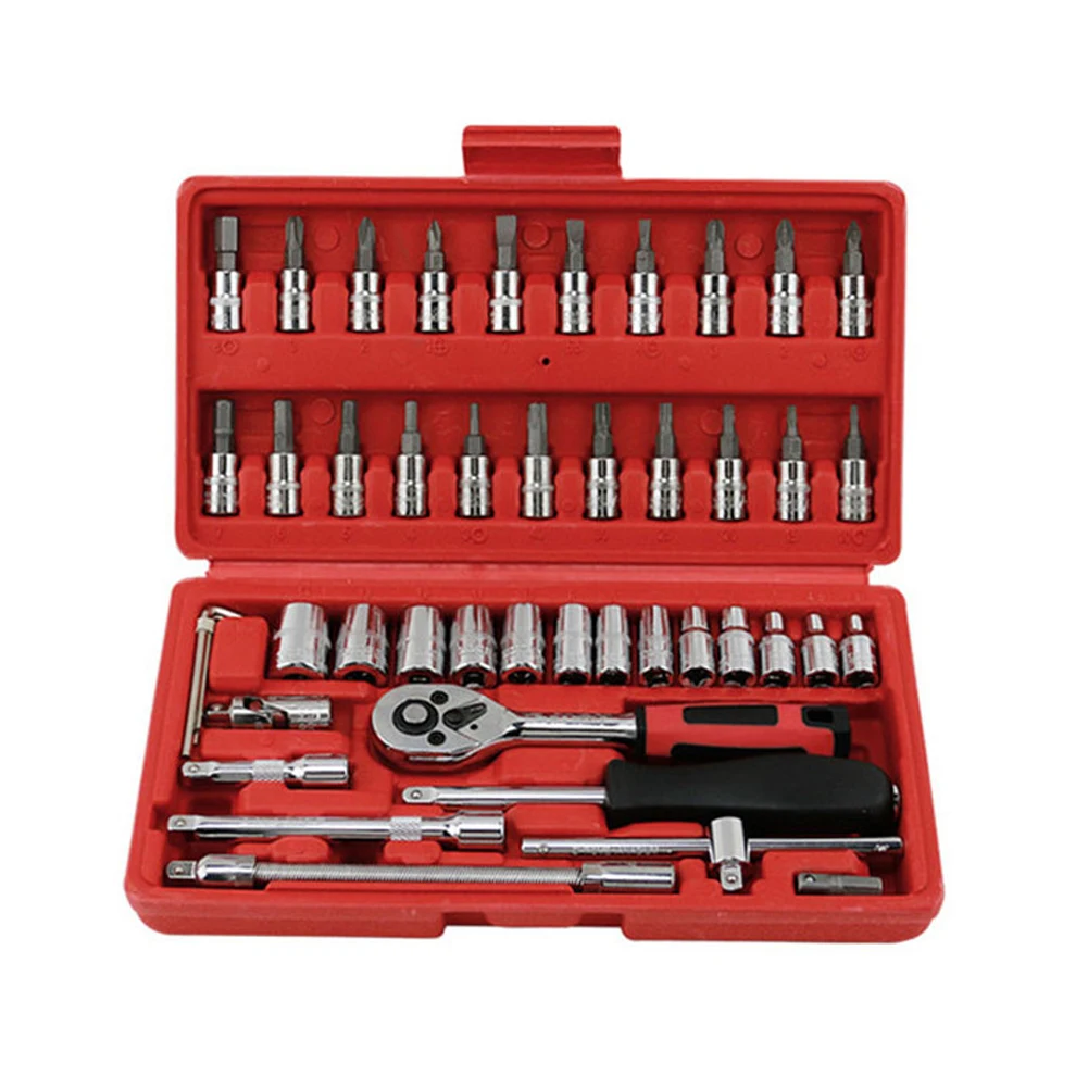 

46 pcs Car Repair Tool Sets Combination Tool Wrench Set Batch Head Ratchet Pawl Socket Spanner Screwdriver Tool Set