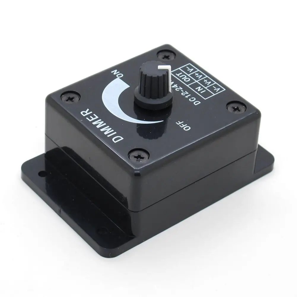 

Black LED Dimmer Switch DC 12V 24V 8A Adjustable Brightness Lamp Bulb Strip Driver Single Color Light Power Supply Controller