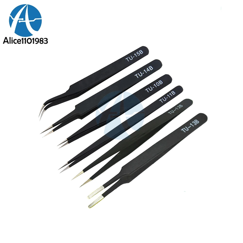 

TU-10B/11B/12B/13B/14B/15B Anti-static Tweezer Non-magnetic Elbow Straight Tip Anti-Magnetic Anti-Acid Stainless Steel Tweezers