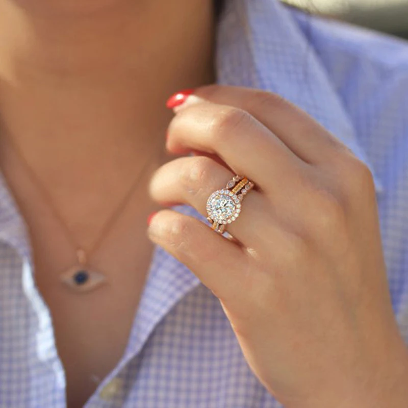 3PCS/Set Zircon Couple Ring For Woman Men Jewelry Wedding Engagement Gifts 2018 Hot Sale