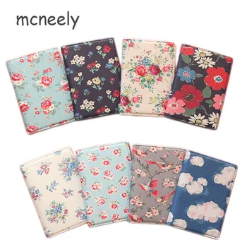 

Mcneely Floral Printing Women Passport Holder PU Leather Business Card cover Girls Credit Card holder Travel Passport Cover