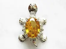 Luxury Jewelry Girls Turtle Vintage stone donut yellow gem Stone Silver Tortoise Female Luxury pendants + Necklace