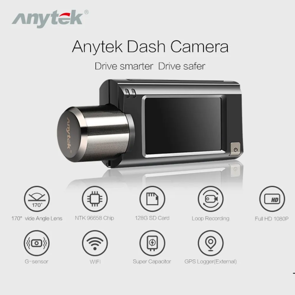 Anytek G100 Автомобильная камера высокого класса Автомобильный видеорегистратор 1080P