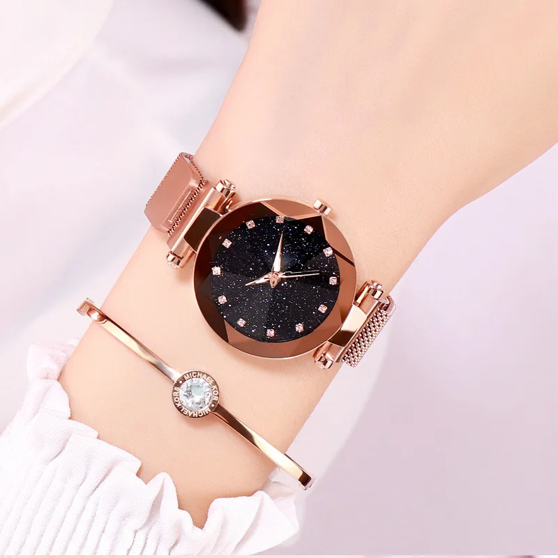 Роскошные женские часы модные элегантные с магнитной пряжкой Vibrato женские наручные часы звездное небо римские цифры часы reloj mujer