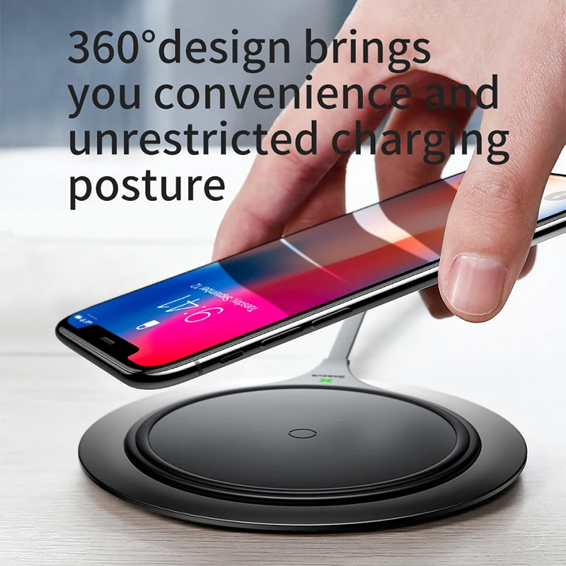 Baseus 10 Вт Qi Беспроводное зарядное устройство для iPhone X XR Xs телефона быстрая