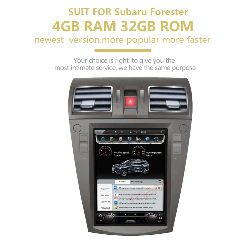 Best KiriNavi Telsa Style Vertical Screen 10.4‘’ 1 din android 7.1 multimedia car dvd player For Subaru Forester automotivo head unit 1