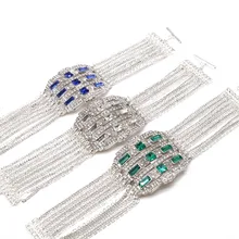 Новые синие зеленые стеклянные кристаллы браслет с камнями