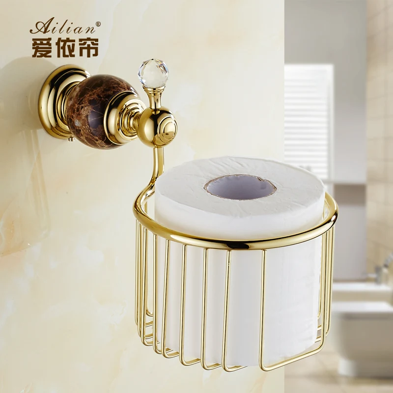 European natural jade towel baskets full of marble and gold copper