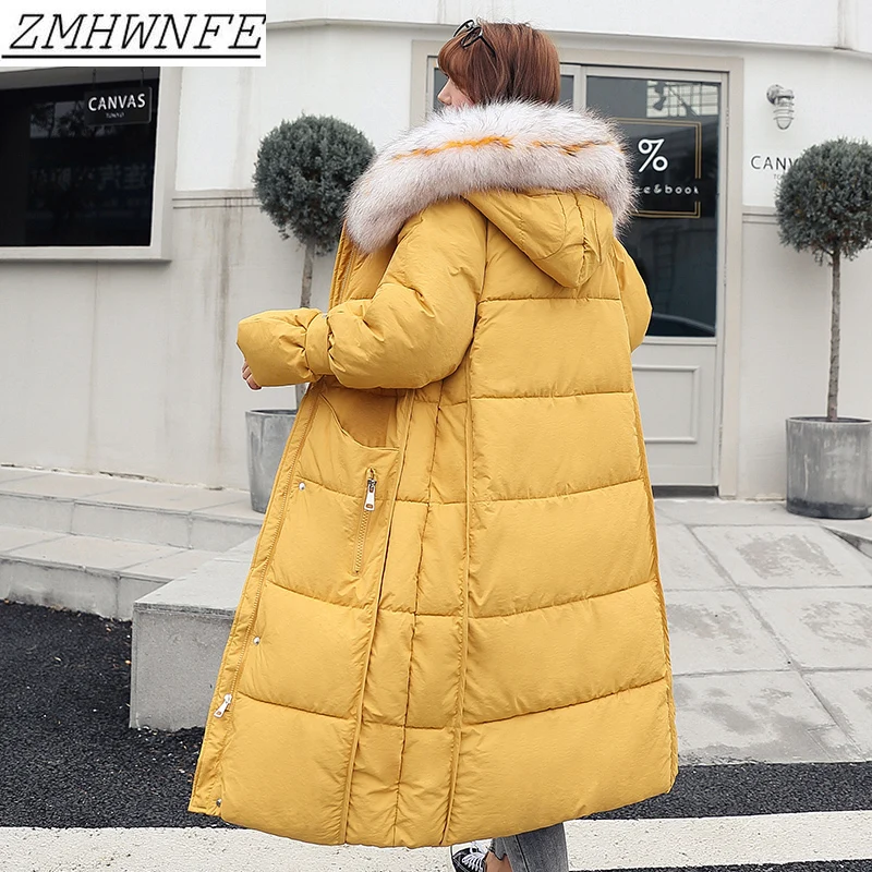 

Winter Women Long Parkas Coat Thick Warm Big Fur Collar Long Jacket for Female Casual Thicken Sintepon Parkas Jacket
