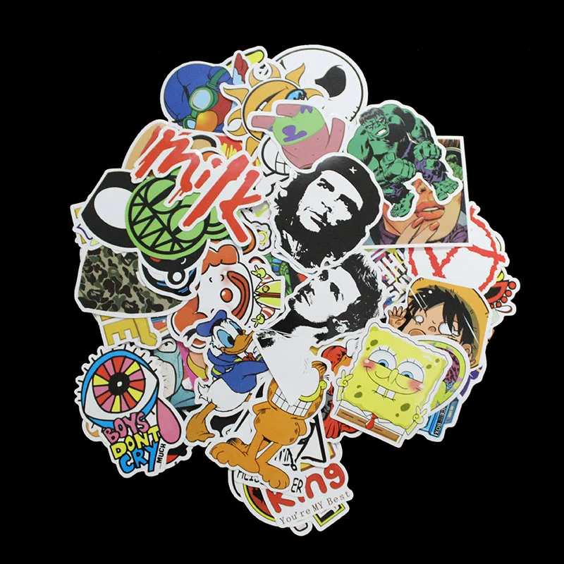 hot sell 10Pcs /Style C Pvc Waterproof Cartoon Style Funny Laptop Stickers For Laptop Skateboard Luggage Decal PC Sticker
