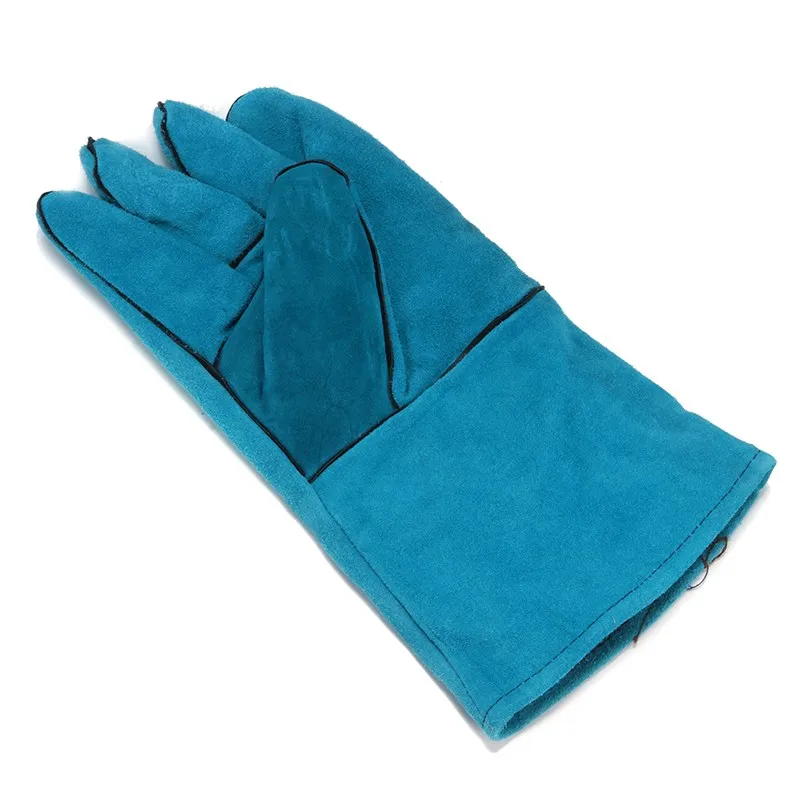 

NEW Wearable High Temperature Welding Blue Cowhide Long Leather Welding Gloves Workplace Safety Hand Protection