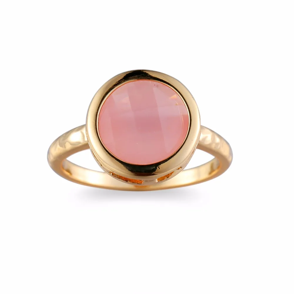 Cat's Eye Stone Ring Elegant Gold Color Green/Ping Opal Austrian Crystals Couple Rings For Wedding Engagement Promise Jewelry