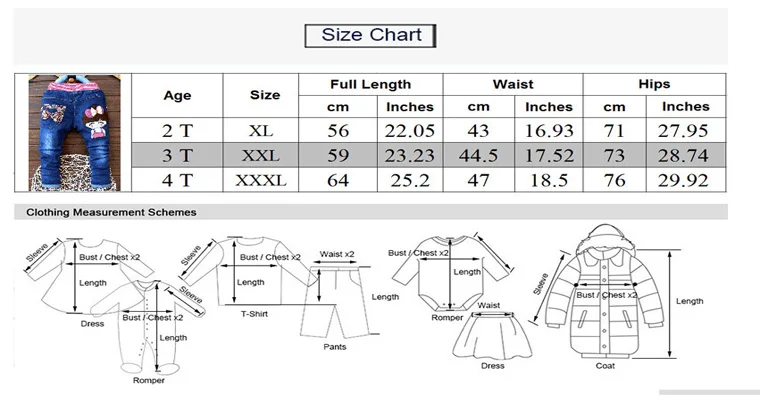 baby pants size chart