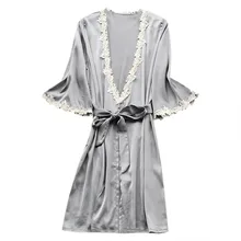 Женское сексуальное атласное шелковое ночное белье пижамы Белье для сна сексуальная одежда для сна плюс размер женские банные халаты для женщин халат Femme