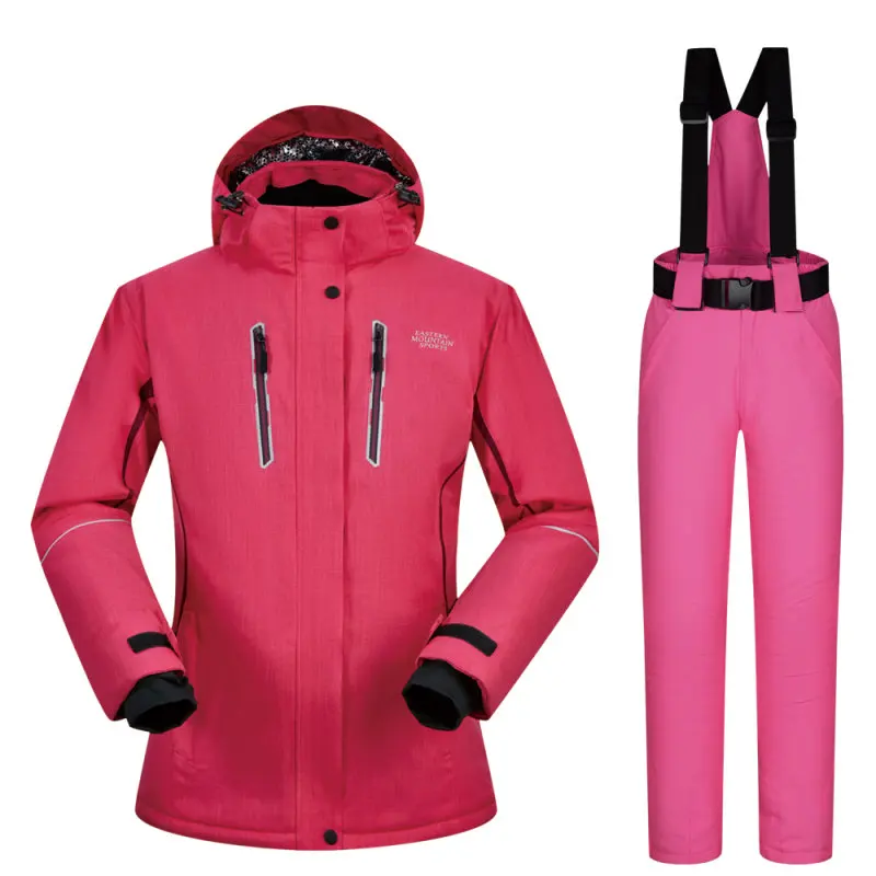 Лыжный костюм для женщин зима новые комплекты ветрозащитная дышащая водонепроницаемая женская зимняя куртка и штаны комплект теплой одежды сноуборд костюмы - Цвет: MH PINK