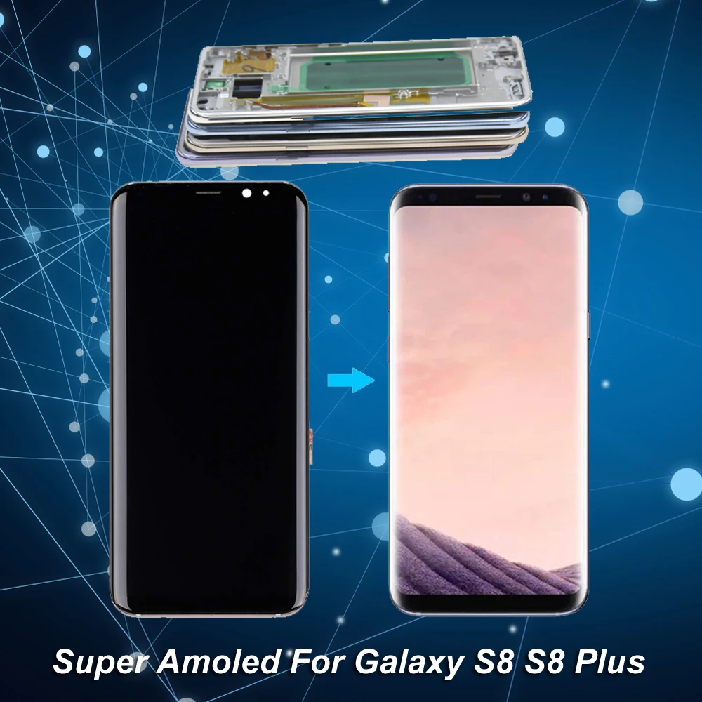 AMOLED для SAMSUNG S8 G950 lcd+ сенсорный экран дигитайзер Замена для SAMSUNG Galaxy S8 Plus G955 ЖК-экран