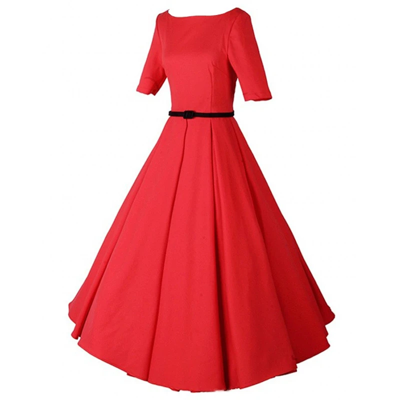 Audrey Hepburn del estilo 40 s s 60 s 80 s Vintage Retro rojo Rockabilly Pin up giro del banquete de boda vestidos|dress up plain dress|party dresses under 100party level -