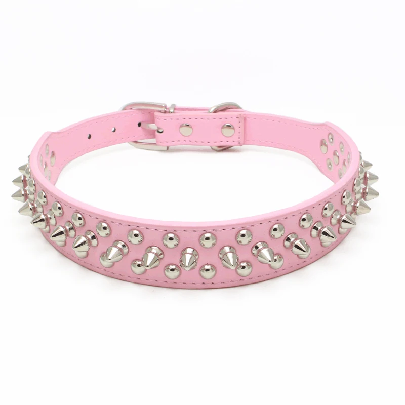 Pink Small Dog Blue Medium PU Leather Spiked Dog Collar 4 Large Black Red