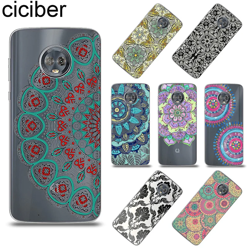 

ciciber Cover for Motorola Moto G6 G5 G5S E5 E4 C Z2 Z3 ONE P30 G4 Plus Play Power M X4 Soft TPU Phone Case Floral Mandala Coque