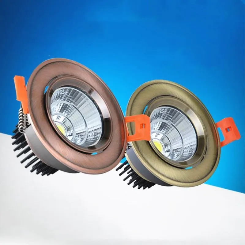 AC90 260v 5W7W9W12W15W20W30W bronze/ brass COB downlight LED Ceiling