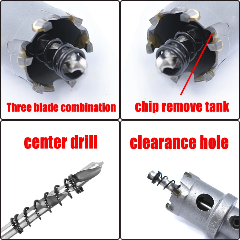 6PCS 22 30 35 45 50 60 Core Hole Saw Carbide Tip TCT Drills For Steel Carbide Metal Cutter Tool Thick Steel Plates Drilling 6PCS 22 30 35 45 50 60 Core Hole Saw Carbide Tip TCT Drills For Steel Carbide Metal Cutter Tool Thick Steel Plates Drilling