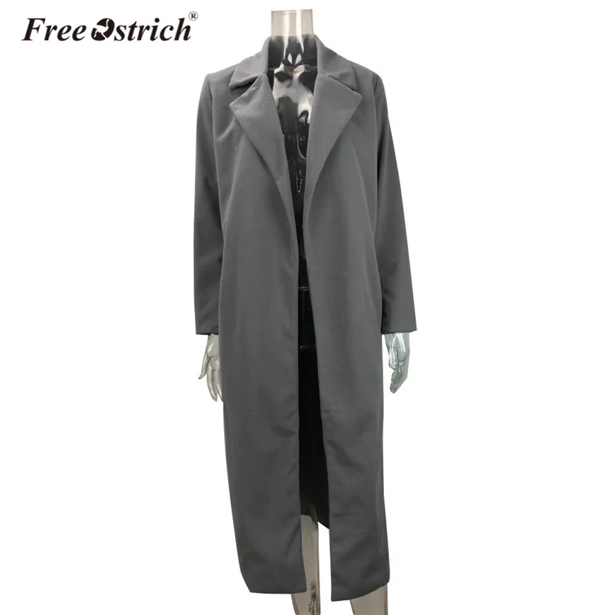 Свободный Тренч из страуса, Женское зимнее пальто, повседневное пальто, кардиган Casaco Feminino, длинное шерстяное пальто, однотонная тонкая верхняя одежда L2135