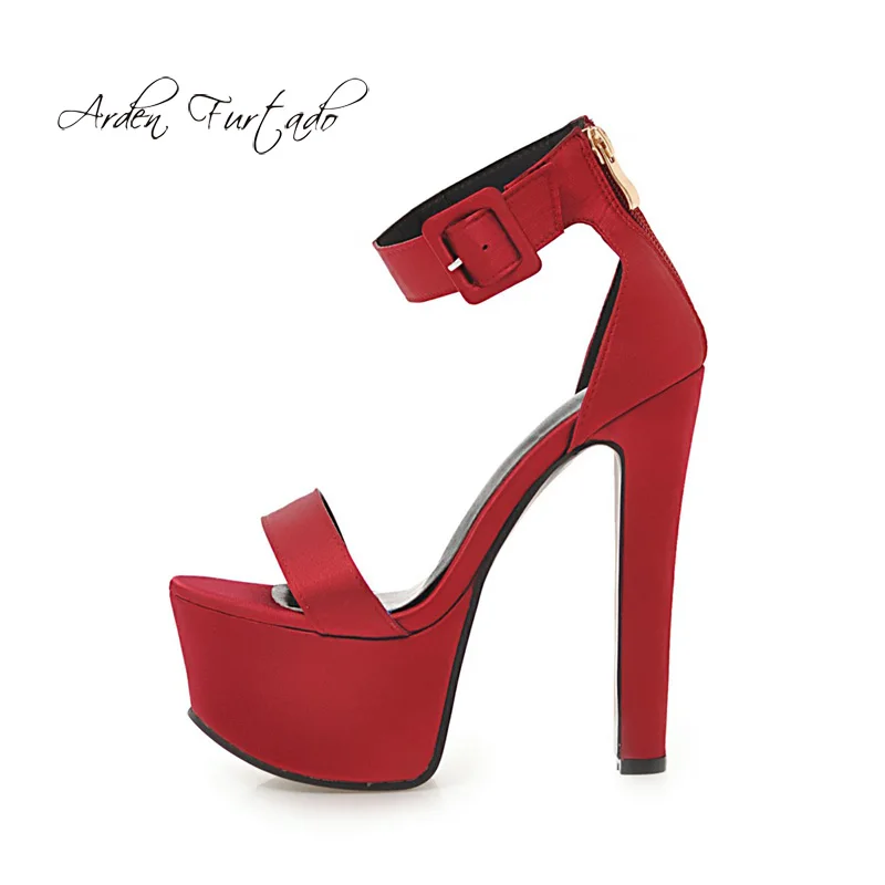 

Arden Furtado 2019 summer high heels 16cm platform royalblue purple fashion ankle strap sandals shoes for woman big size 40-48