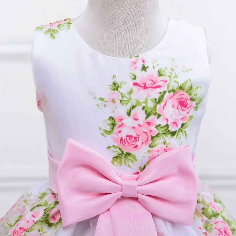 new style summer baby girl print flower girl dress for wedding girls