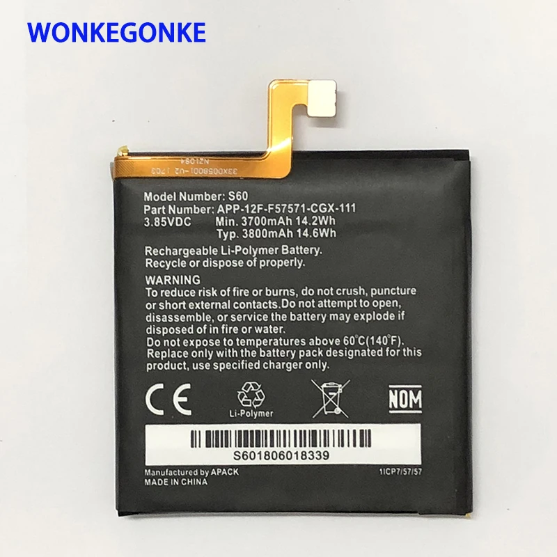 WONKEGONKE новый оригинальный аккумулятор 3800 мАч для кошек S60 высококачественные