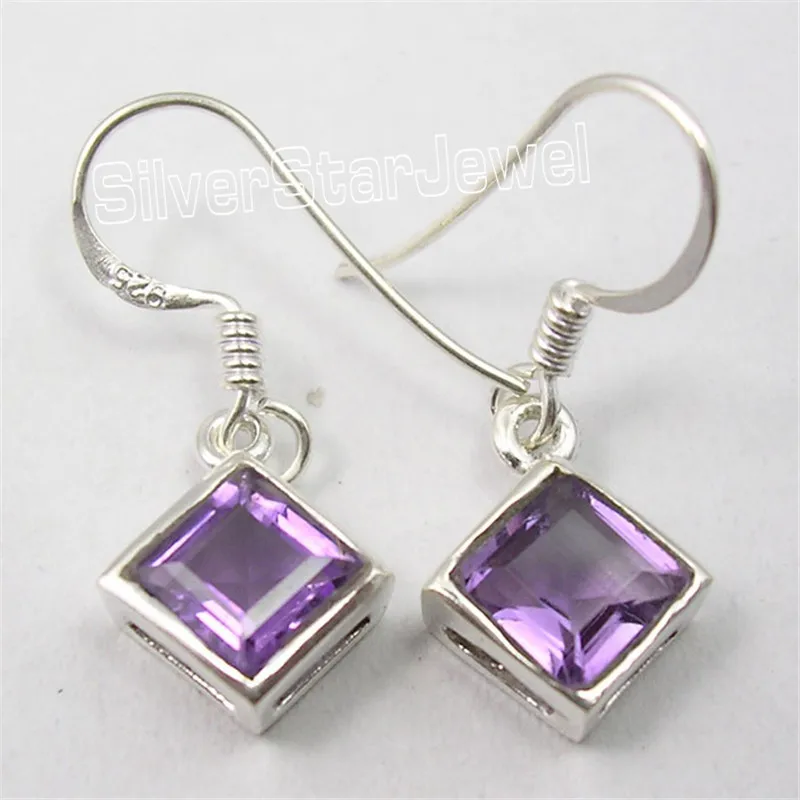 

Silver AMETHYSTS CITRINES MOONSTONE WONDERFUL New Dangle Earrings 2.7CM Variation