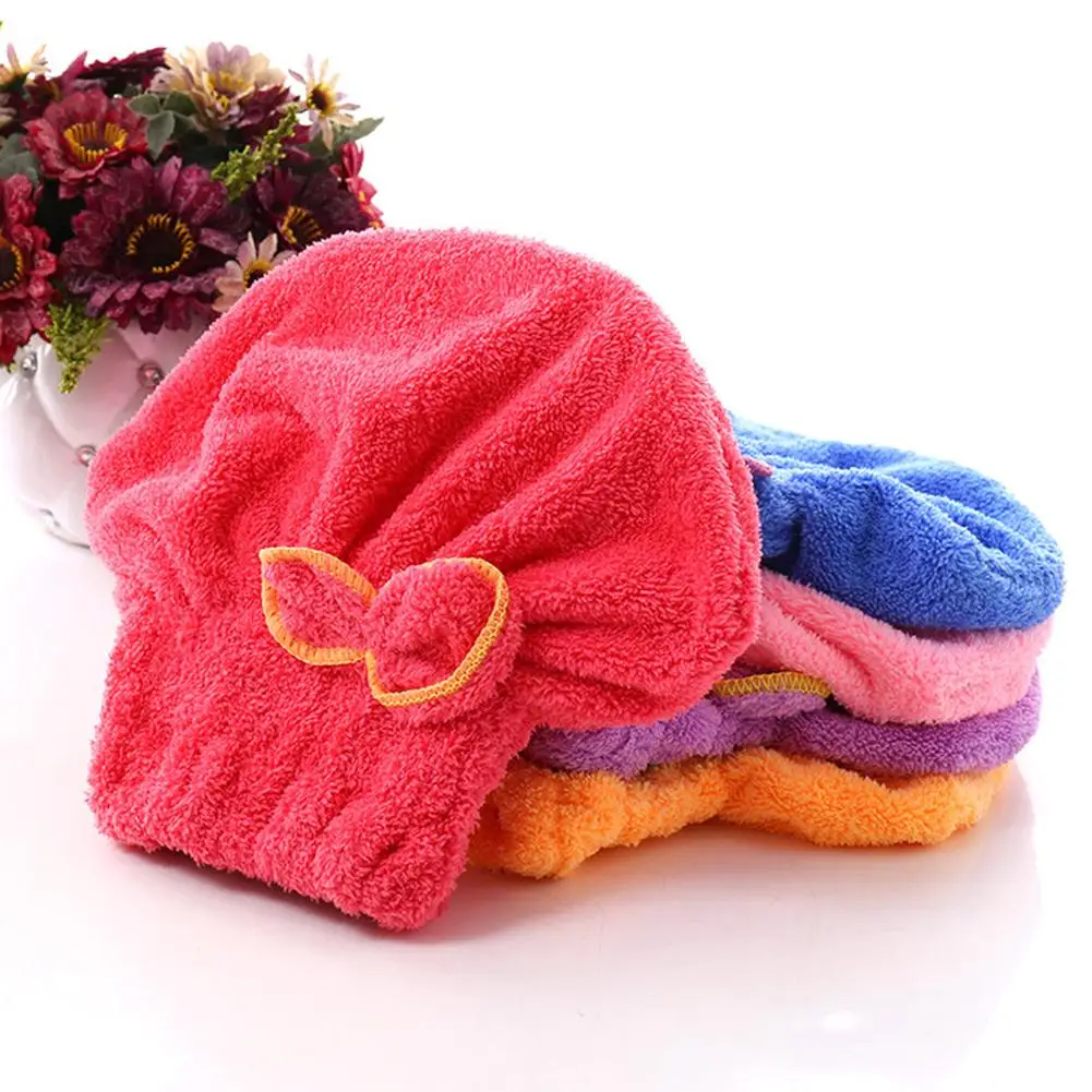 

Women's Coral Fleece Quick Dry Hair Hat Bathing Tool Drying Towel Bath Cap