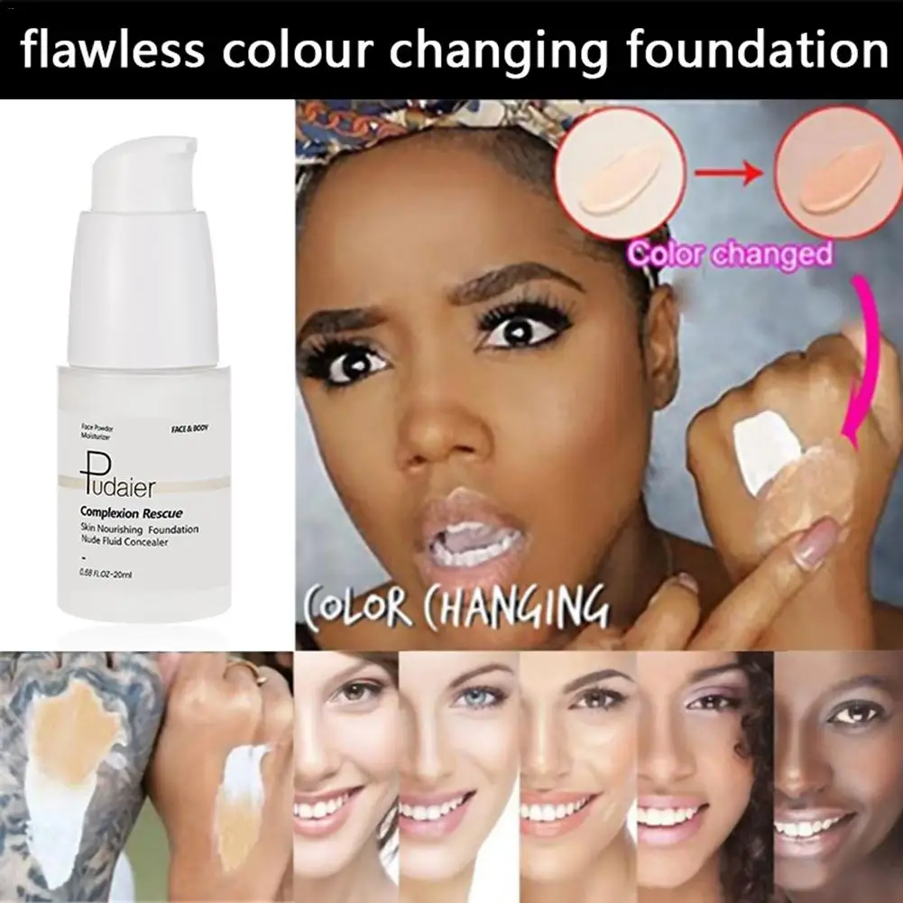 

Colour Changing Foundation Warm Skin Tone Liquid Foundation Makeup Base Face Moisturizing Concealer Cover