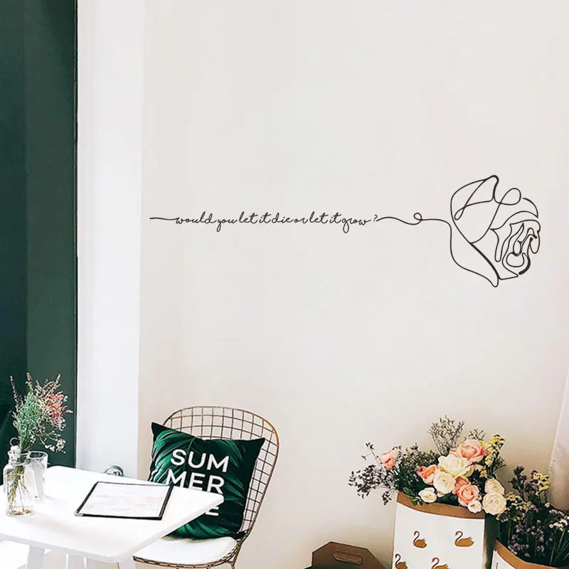 

Creative Art english alphabet rose Wall Sticker Personality pattern bedroom dormitory background decoration stickers Decals