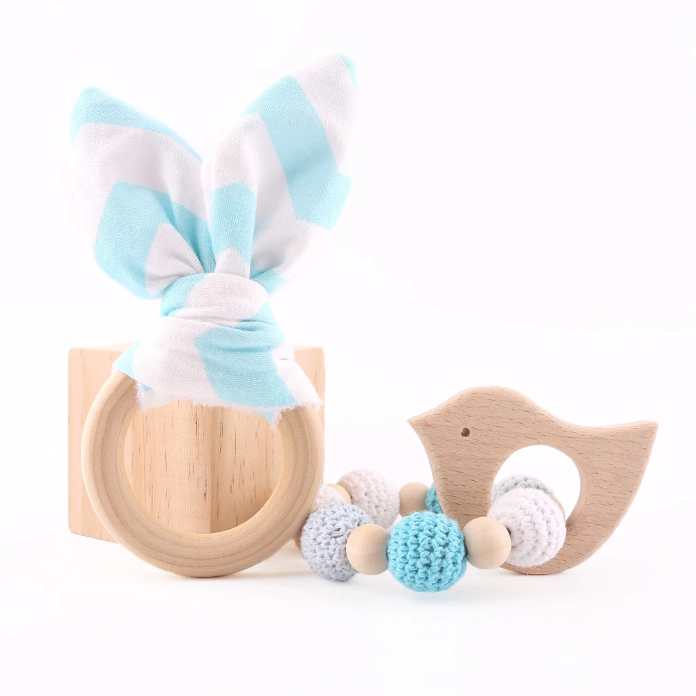 2PC Wooden Ring Natural Baby Rabbit Ear And Rattle Crochet Beads Animal Shape Wooden Teether Chew Toys Bracelets Wooden Baby Gym 2PC Wooden Ring Natural Baby Rabbit Ear And Rattle Crochet Beads Animal Shape Wooden Teether Chew Toys Bracelets Wooden Baby Gym