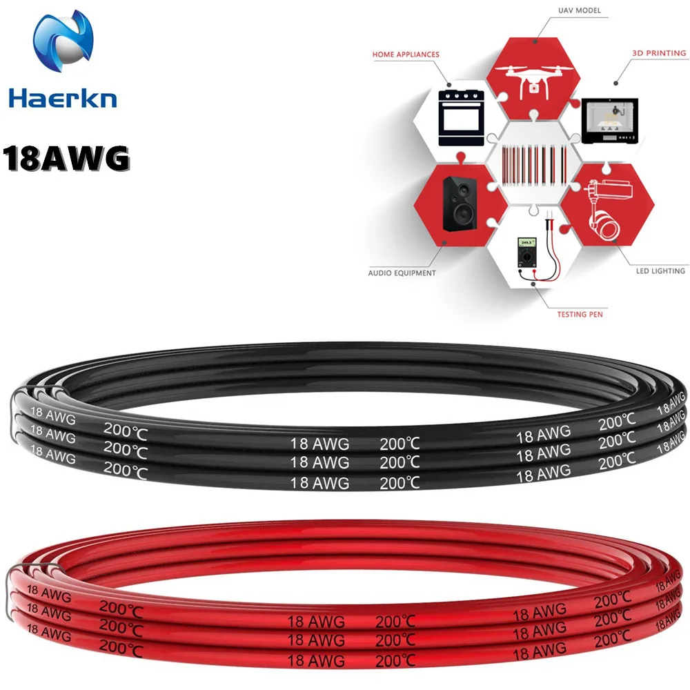 18 Gauge 0.82mm2 Electrical Silicone Wire Hook Up Wire Cable Black and Red  Soft Flexiblen ned 18 AWG Copper Wire Primary wire - AliExpress