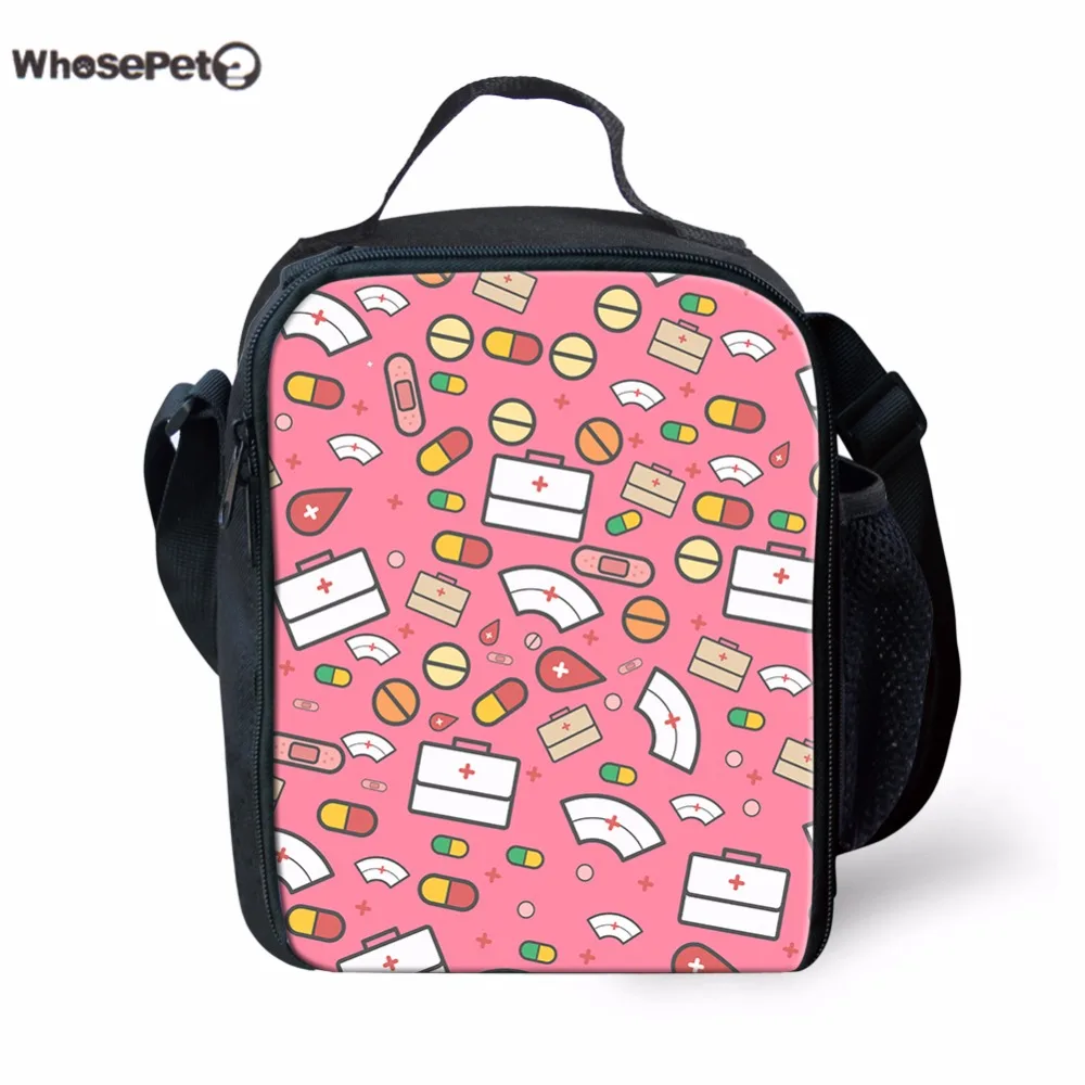 WHOSEPET Kawaii Children Lunch Bag 3D Cartoon Cute Nurse Printed Kids