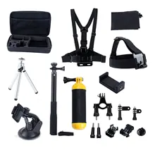 14-in-1 Accessories Kit for Gopro Hero 4 Session Black Silver Hero+ Lcd 3+ 3 2 Selfie Stick/Head Strap/Chest Mount/Floating Grip